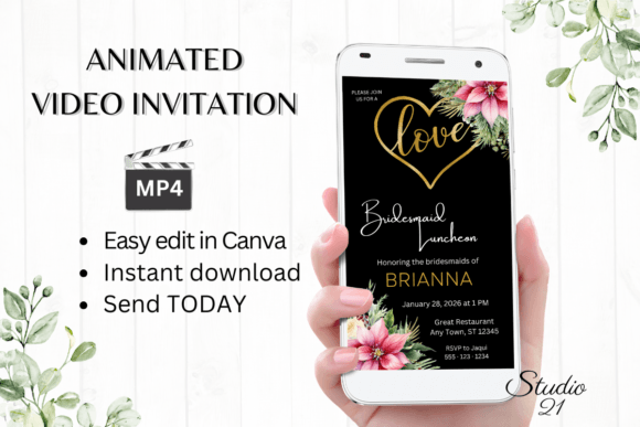 Christmas Bridesmaid Luncheon W4191BL: Elegant Festive Typography