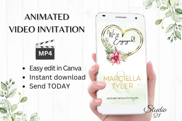 Christmas Engagement Announcement W1198B: A Festive Digital Evite