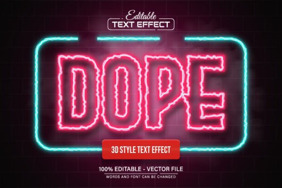 Dope Pink Line Neon Light Text Effect: Vibrant Vector Design