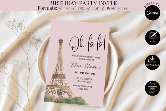 Elevate Your Event with the Oh La La Birthday Party Invite Template