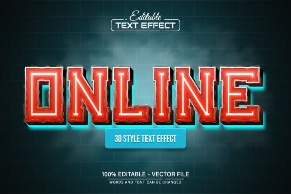 Online Red Glowing 3D Text Effect: Bold, Editable Vector Design