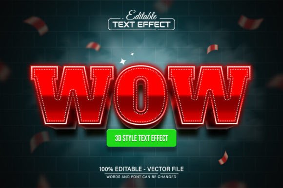 Wow Red 3d Glowing Text Effect Editable: A Bold Visual Asset
